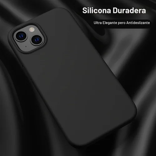 Vista 3 de CellEver Funda de silicona resistente para iPhone 13, protección militar contra caídas, protección elevada de pantalla y cámara, interior sin Negro
