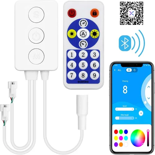 Vista 10 de ALITOVE WS2812B WS2811 direccionable LED Bluetooth controlador iOS Android App Control remoto inalámbrico DC 5V ~ 24V para SK6812 SK6812-RGBW WS2812