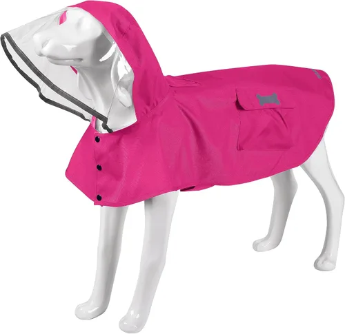 Vista 18 de Chubasquero impermeable para perros, ropa impermeable ajustable con tira reflectante y ligera con capucha tipo poncho (Verde Ejército, XS)