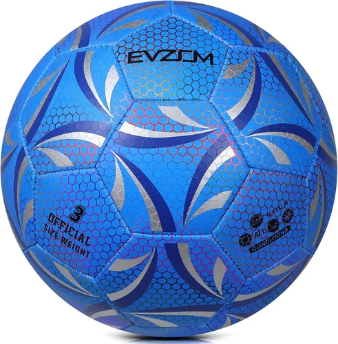 Vista 3 de EVZOM Balón de fútbol luminoso oficial juego de fútbol americano, tamaño 3, tamaño 4, tamaño 5 para niños, niñas, adultos, al aire libre