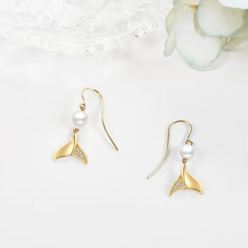 Vista 4 de Aretes de oro de 14 quilates, aretes de oro macizo, joyas, regalos de Navidad para mujeres y niñas