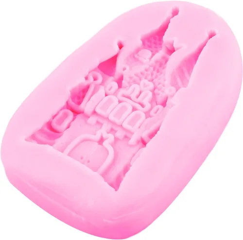 Vista 6 de Moldes de silicona para fondant de castillo de cuento de hadas para decoración de tartas, decoración de cupcakes, pasta de goma de caramelo