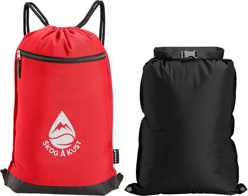 Vista 14 de Skog Å Kust GymSak - Bolsa de cincha con cordón 2 en 1 con bolsa seca impermeable extraíble