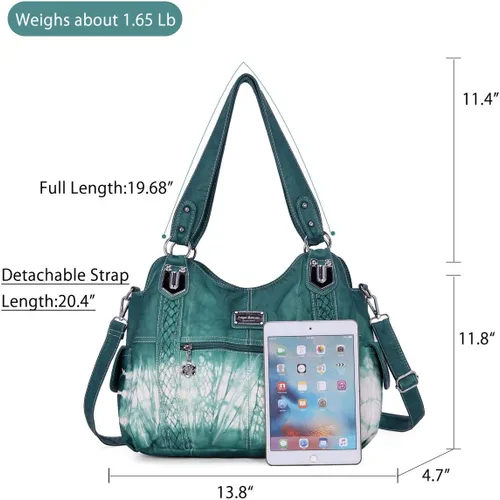 Vista 136 de Angel Barcelo - Bolsa de hombro amplia para mujer, diseño Hobo, cuero lavado