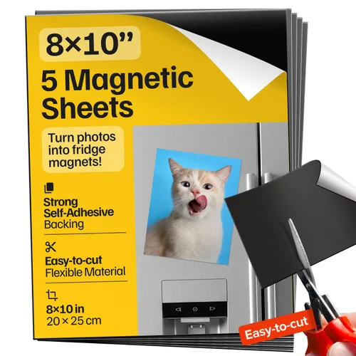 Vista 9 de Hojas magnéticas adhesivas autoadhesivas fuertes 4 piezas (22x28 cm/8.5x11") – Papel magnético personalizable para fotos, imanes adhesivos