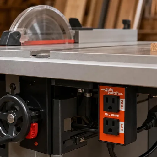 Vista 6 de O'SKOOL - Interruptor de vacío automático, retardo de la aspiradora para limpieza de mangueras Plug-and-Go Dust Collection Control for Table Saws