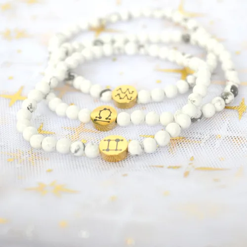 Vista 5 de Pulsera de constelación con signo de estrella de energía de 0.157in con dije chapado en oro de 18 quilates para mujer
