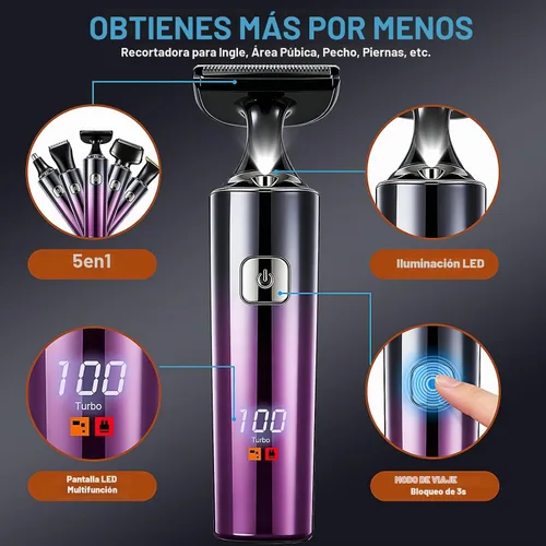 Vista 2 de Afeitadora de espalda para hombre, afeitadora de espalda 5 en 1 con mango