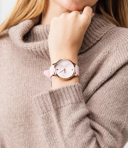 Vista 9 de Guess Nova - Reloj analógico de cuarzo para mujer con pulsera de silicona W1210L3 Rosa Reloj de cuarzo