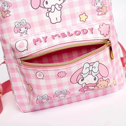 Vista 6 de Roffatide Anime Cinnamoroll Mochila Mini Cute Cartoon Daily Travel Bag All Over Impreso a cuadros Mochila de viaje senderismo mochila azul, LYB14001