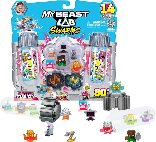 Vista 9 de MrBeast Lab Swarms Battle Fusion Series, recoge más de 80 enjambres únicos de 1 pulgada (1.0 in), el paquete de laboratorio incluye 6 micro bestias
