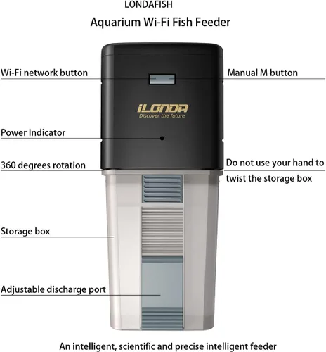 Vista 5 de LONDAFISH Comedero de pescado, plástico, múltiples mascotas Automatic Fish Feeder for Aquarium Auto Food Dispenser with Timer Fish Food Dispenser