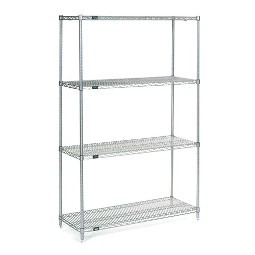 Vista 13 de Nexel Unidad de Estantería de Alambre Ajustable Económica, 4 Niveles, Estante de Almacenamiento Comercial Listado NSF, 18" x 36" x 74", Epoxi Negro
