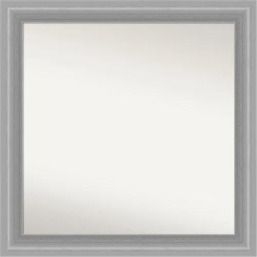 Vista 137 de Amanti Art Espejo de baño plateado para sobre el fregadero, 24 x 24 pulgadas, espejo cuadrado de peltre forjado a medida, marco de madera casual