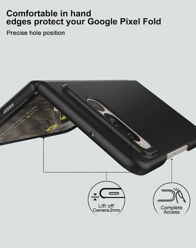 Vista 2 de Foluu Funda para Google Pixel Fold 2023, ultrafina y delgada de PC mate con agarre antideslizante, cubierta protectora completa de protección