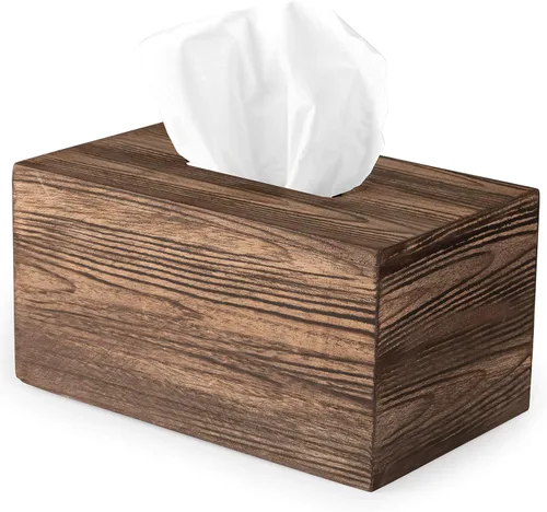 Vista 10 de Ilyapa Cubierta de madera para caja de pañuelos, diseño de espiga de madera de granero - Moderno soporte de papel impreso de madera