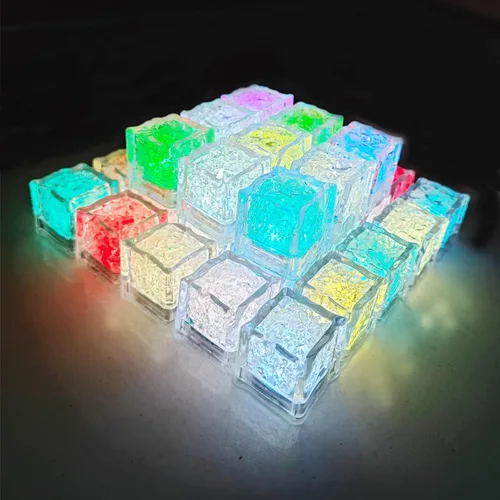 Vista 11 de Paquete de 120 cubitos de hielo iluminados, cubitos de hielo LED que brillan para bebidas con sensor de líquido, luces LED impermeables multicolor
