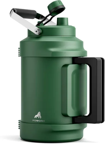 Vista 14 de POWCAN Botella de agua aislada de 64 onzas, tapa de boquilla de popote 2 en 1, mango doble, a prueba de fugas, mantiene el frío 48 horas, botella