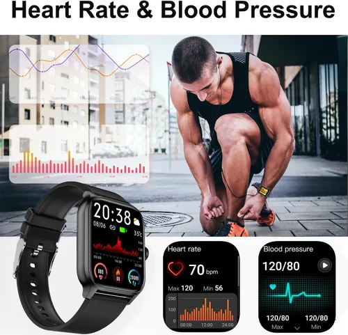 Vista 2 de Rastreador de actividad física, ritmo cardíaco, presión arterial, monitor de oxígeno en sangre, podómetro, contador de pasos, rastreador