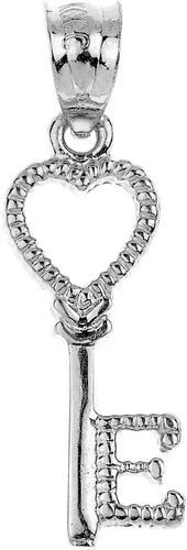 Vista 2 de Collar con colgante de letra E de plata de ley 925