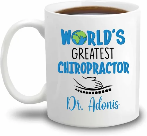 Vista 21 de Taza de té blanca personalizada con nombre quiropráctico de 11 onzas, 15 onzas, taza de café quiropráctico personalizada, taza de café quiropráctica