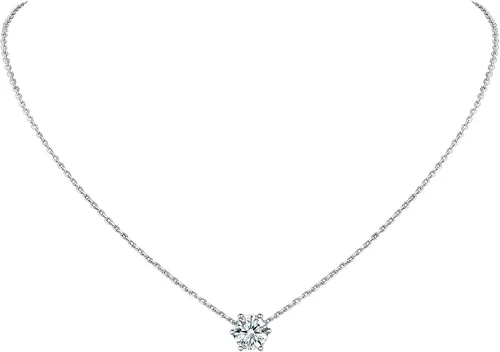 Vista 14 de Suplight 925 Sterling Silver Heart/Round Birthstone Necklaces for Women 01. Enero (Garnet)