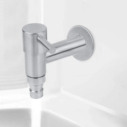 Vista 4 de Fdit Grifo para fregadero, lavadora de acero inoxidable de G1/2 pulgadas, grifo de agua montado en la pared, fregona para piscina, grifo frío
