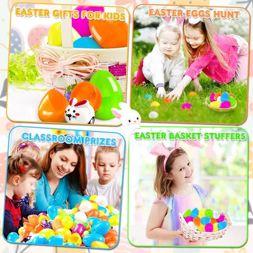 Vista 6 de LINAYE 336 huevos de Pascua precargados a granel con juguetes en el interior, 168 paquetes de huevos rellenos con 168 recuerdos de fiesta