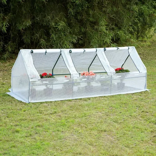Vista 7 de YOLENY Mini invernadero de 95 pulgadas de ancho x 32 pulgadas de profundidad x 32 pulgadas de alto, casas verdes portátiles para invierno exterior
