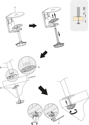 Vista 8 de Emuca - Soporte de monitor dual de 13 a 32 pulgadas para mesa, pc Brazo monitor de hasta 17.6 lbs, altura ajustable, inclinación y giro 360º, MAX