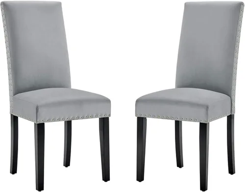 Vista 11 de Modway EEI-3779-CHA Parcel Performance - Juego de 2 sillas auxiliares de terciopelo para comedor, color carbón Carbón vegetal