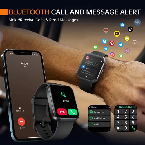 Vista 2 de Reloj inteligente Monitor de salud preciso de 24 horas con impermeabilidad de 5 ATM Reloj inteligente para frecuencia cardíaca, oxígeno en sangre