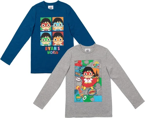 Vista 3 de RYAN'S WORLD Paquete de 2 camisetas Red Titan para niños pequeños y grandes