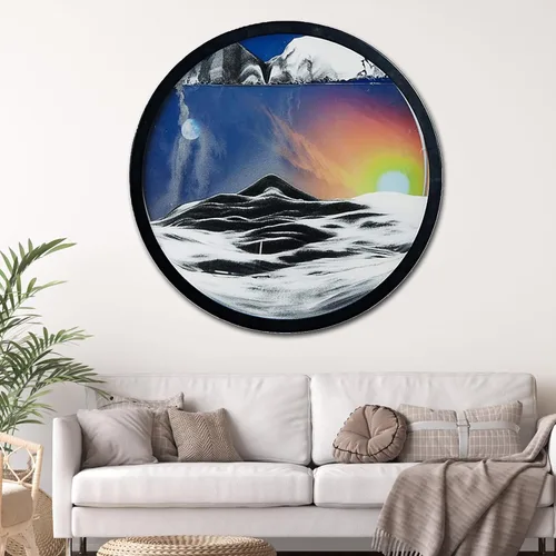 Vista 35 de Decoración artística de arena móvil de 17.3 pulgadas, pintura 3D giratoria de 360 grados, arte de pared de vidrio, decoración de sala de estar