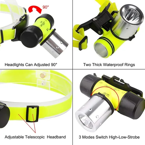Vista 4 de LUXNOVAQ Linterna subacuática para buceo, súper brillante, 1800 lúmenes, linterna de buceo LED, IPX8 impermeable, 3 modos, linterna de buceo