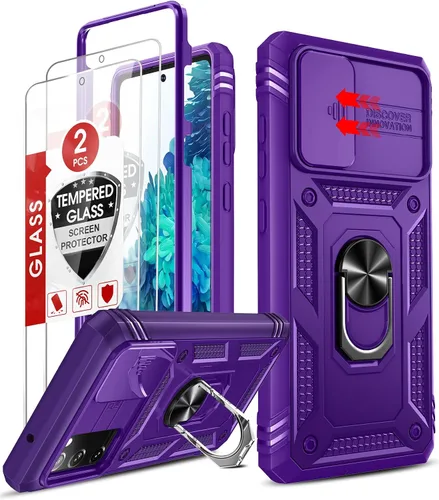 Vista 11 de LeYi Funda compatible con Samsung Galaxy S20 FE 5G: [No compatible con S20] Galaxy S20 FE con funda deslizante para cámara + [2 paquetes] protector