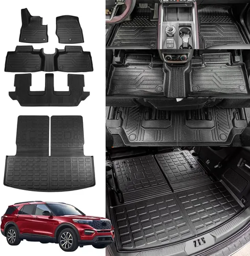 Vista 12 de Rongtaod Alfombrillas para suelo de 6 asientos compatibles con Ford Explorer 2020-2025 2026 con asientos de capitán, alfombrilla para maletero