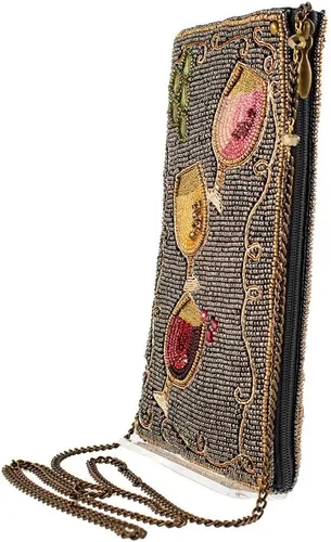 Vista 4 de Mary Frances Bolsa cruzada con cuentas para teléfono con maridaje de vino, multicolor, Multi