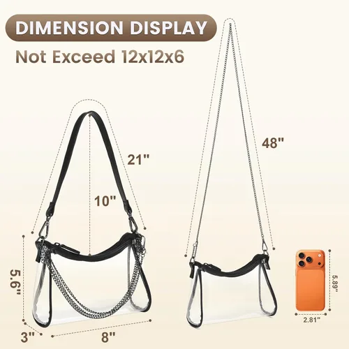 Vista 2 de Bolsa cruzada transparente para eventos en estadios, bolsa transparente de TPU aprobada para estadios, bolsas transparentes impermeables