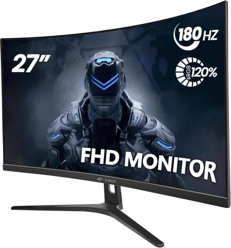 Vista 10 de CRUA Monitor curvo de 27 pulgadas, panel VA FHD (1920 x 1080P), 100 HZ, monitor de computadora profesional 120% sRGB, biseles estrechos en tres