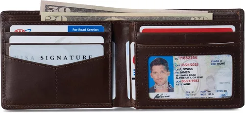 Vista 3 de Alpine Swiss Nolan - Cartera plegable para hombre con protección RFID, de piel auténtica, viene en una caja de regalo