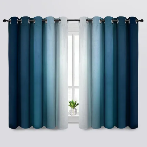 Vista 171 de SimpleHome Cortinas degradadas degradadas para oscurecer la habitación de 36 pulgadas de largo para dormitorio, con ojales y bloqueo de luz Negro