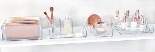 Vista 6 de iDesign 42870 Clarity - Organizador de paleta de maquillaje ancho dividido de plástico sin BPA, 8.1 x 8.1 x 3.7 pulgadas