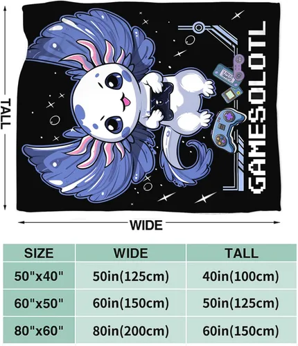 Vista 5 de Tijuboni Axolotl Manta de Juegos para Videojuegos, Regalos de Juegos para Niñas, Niños, Mujeres, Hombres, Niños y Adultos, Manta Suave de Franela