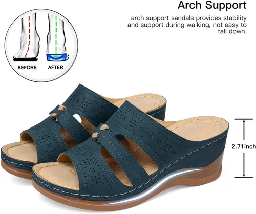 Vista 2 de SHIBEVER Wedge Sandals for Women Dressy Summer Comfortable Hollow Out Open Toe Wedge Sandal