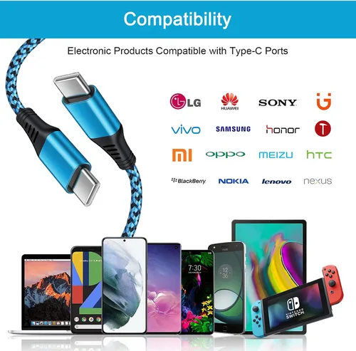 Vista 6 de Cable USB C a C tipo C, cable de carga rápida PD 3 unidades CarPlay para MacBook Air iPad Pro 2025, iPad Air 4ª generación, Samsung Galaxy S26