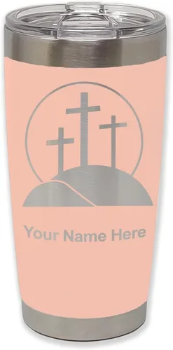 Vista 29 de LaserGram Vaso aislado al vacío de 20 onzas, cruz de calvario, grabado personalizado incluido (negro)