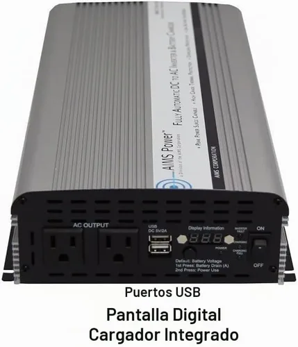 Vista 5 de AIMS, inversor con poder de 1500 Watt con cargador de 10 Amp y apagado automático.