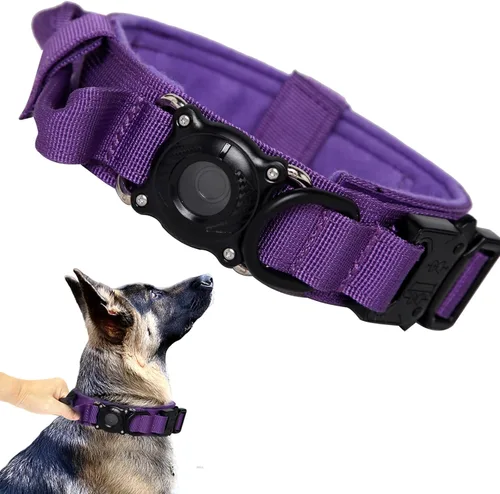 Vista 18 de Collar táctico para perro, ajustable, militar, de nailon, con asa de control y hebilla de metal resistente para perros medianos y grandes (negro, S)