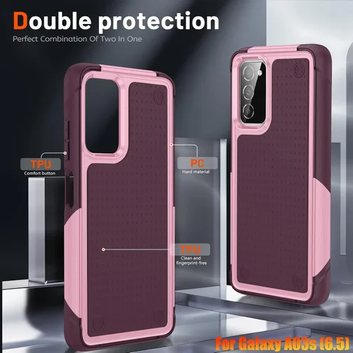 Vista 5 de Funda resistente para Samsung Galaxy A03s/A02S de 6.5 pulgadas, 4 esquinas con bolsas de aire [protección contra caídas de 12 pies], agarre